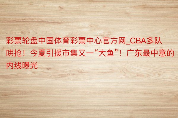 彩票轮盘中国体育彩票中心官方网_CBA多队哄抢！今夏引援市集又一“大鱼”！广东最中意的内线曝光